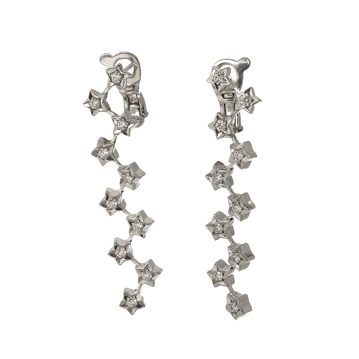 Chanel Comete Diamond Drop Earrings 18k WG 750 Star Pierced Certificate — view 2