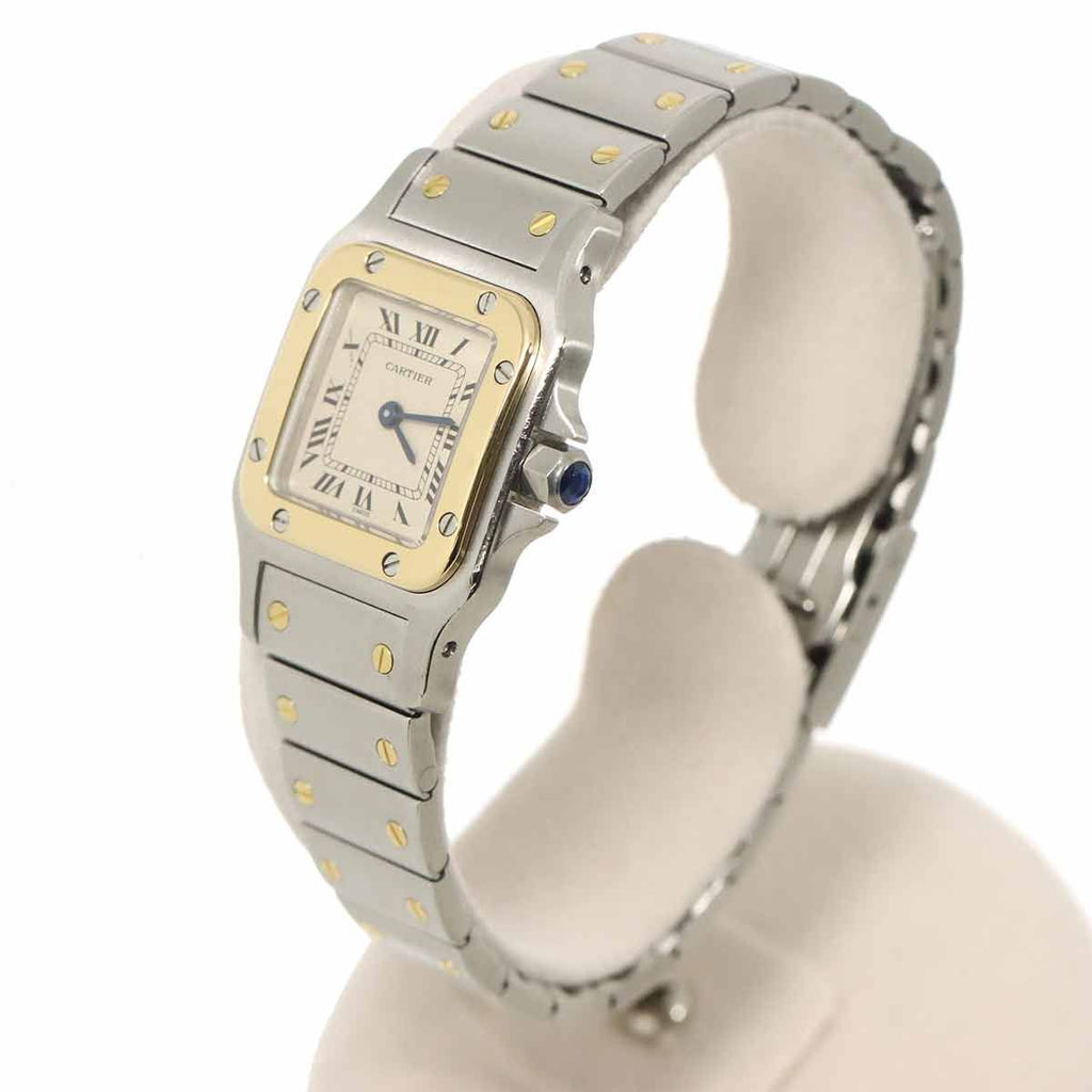 Cartier Santos Galbee SM Combination Watch Ivory 18k Yellow Gold Quartz — view 3
