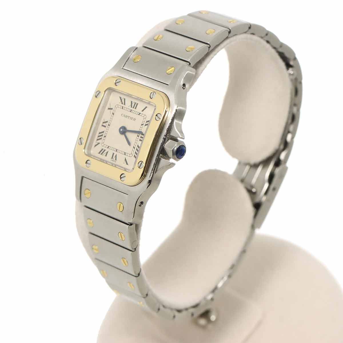 Cartier Santos Galbee SM Combination Watch Ivory 18k Yellow Gold Quartz — view 3