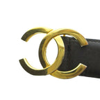 Chanel Belt CC Logo Gold Leather 75 30 Black — view 6