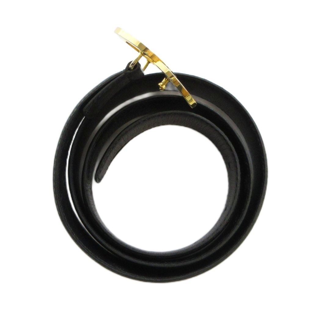Chanel Belt CC Logo Gold Leather 75 30 Black — view 5