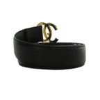 Chanel Belt CC Logo Gold Leather 75 30 Black — view 4