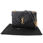 Saint Laurent Envelope Chain Shoulder Bag Leather Black — view 2