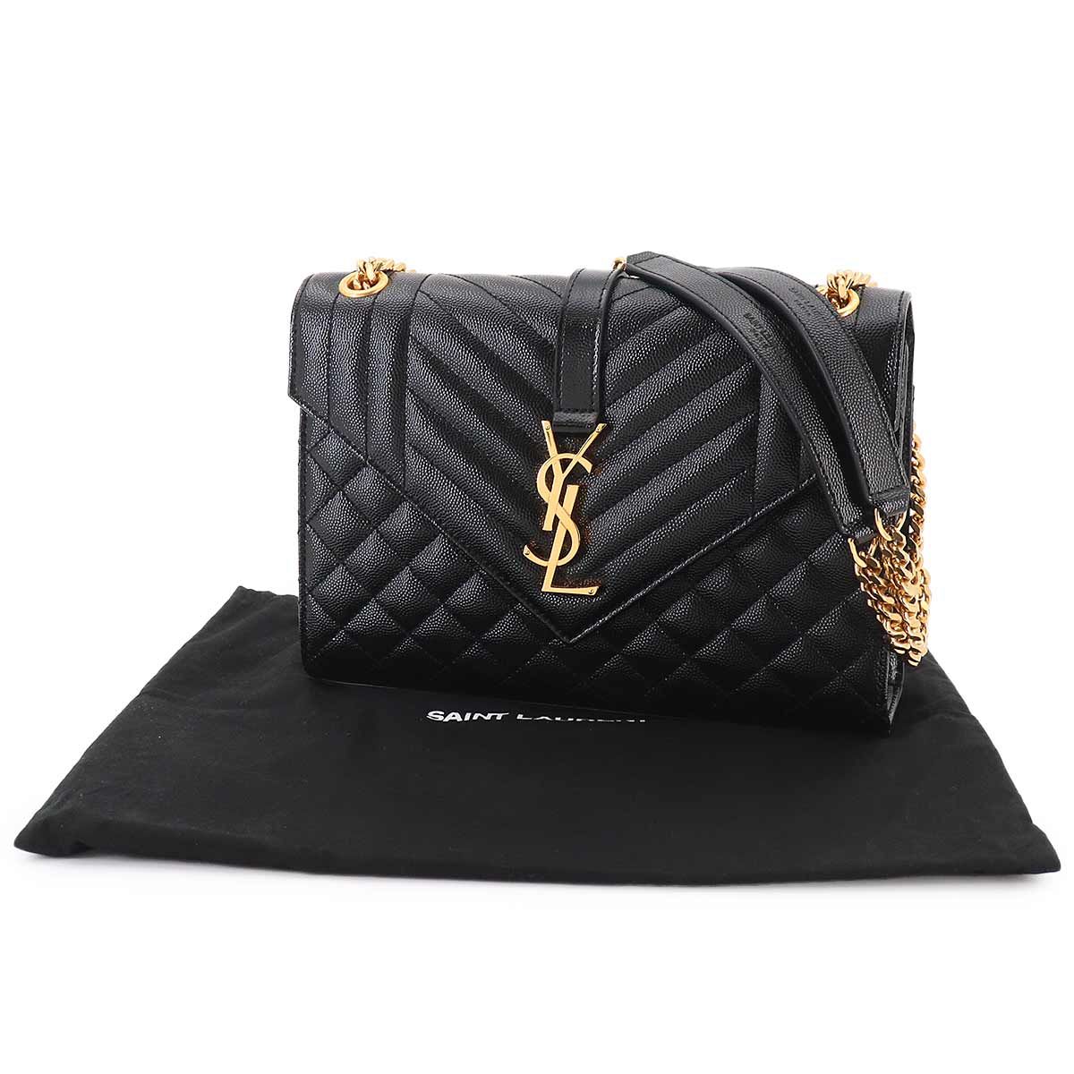 Saint Laurent Envelope Chain Shoulder Bag Leather Black — view 2