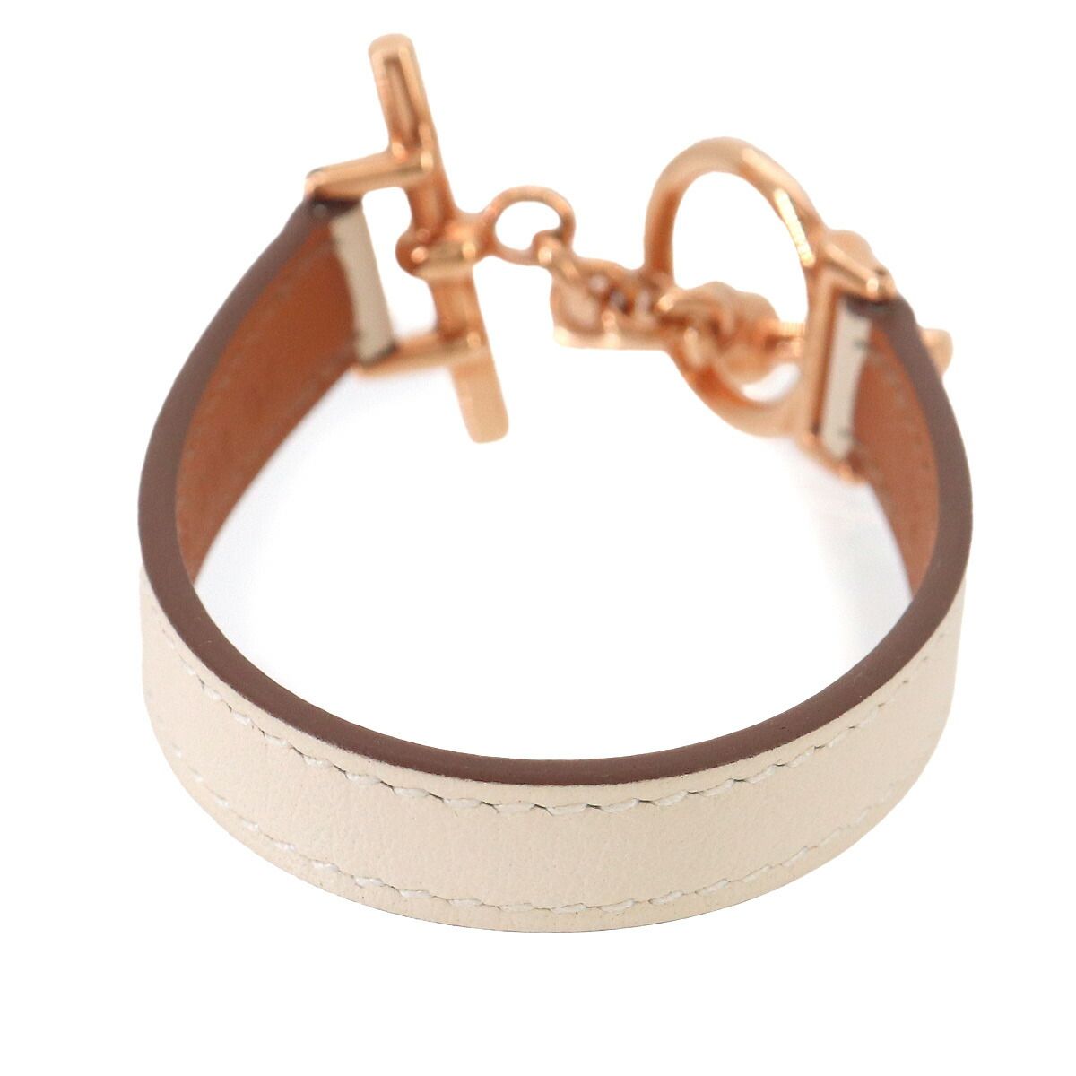 Hermes Croisier Simple Tour Bracelet Swift Nata T2 Rose Gold — view 3
