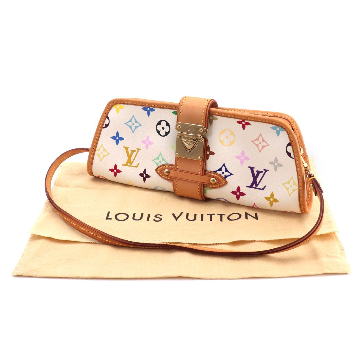 Louis Vuitton Monogram Multicolor Charlie Shoulder Clutch Blanc — view 2