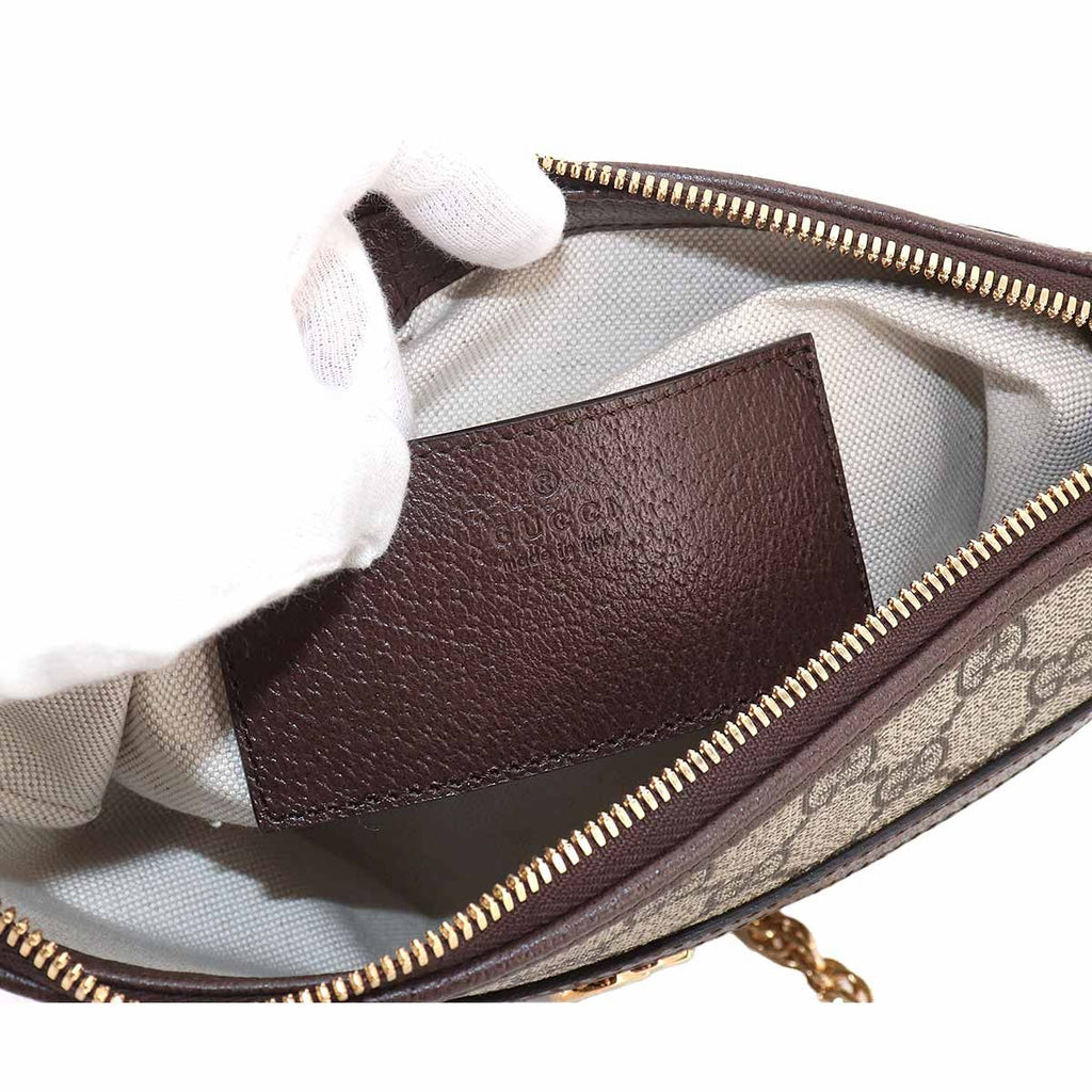 Gucci Ophidia Chain Shoulder Bag GG Supreme Canvas Leather Beige Brown — view 8