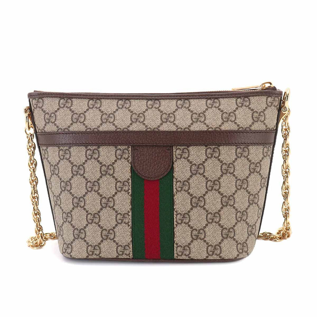 Gucci Ophidia Chain Shoulder Bag GG Supreme Canvas Leather Beige Brown — view 3