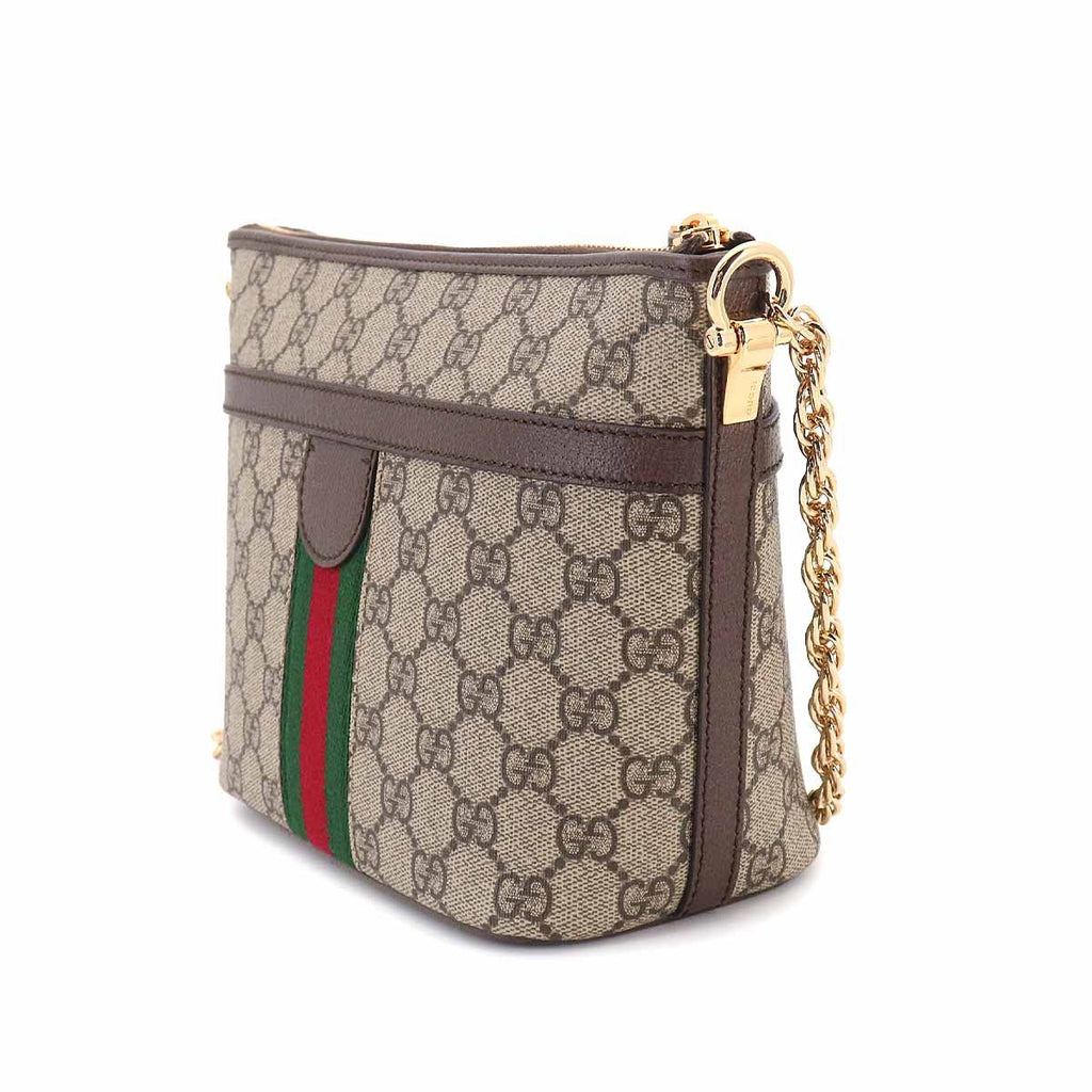 Gucci Ophidia Chain Shoulder Bag GG Supreme Canvas Leather Beige Brown — view 4