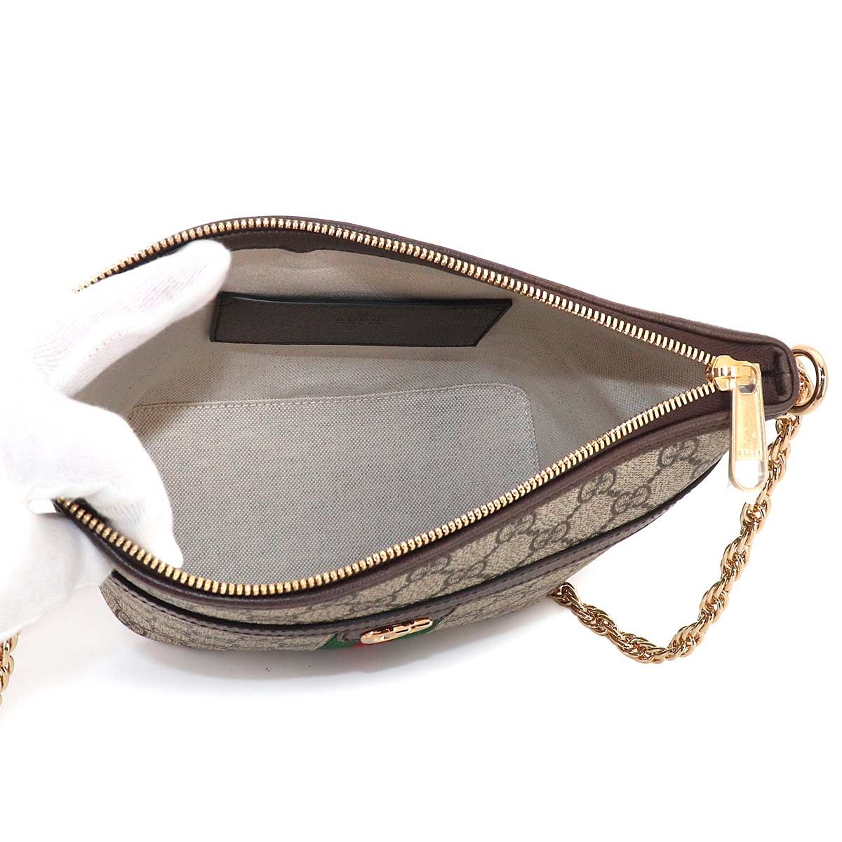 Gucci Ophidia Chain Shoulder Bag GG Supreme Canvas Leather Beige Brown — view 7