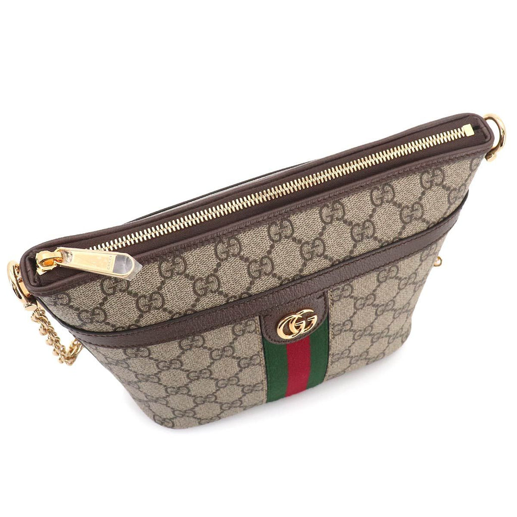 Gucci Ophidia Chain Shoulder Bag GG Supreme Canvas Leather Beige Brown — view 9
