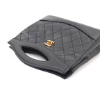 Chanel Quilted 2-Way Hand Chain Shoulder Bag Lambskin Black Gold Vintage — view 6