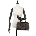 Celine Macadam Boston Hand Bag Leather Black Brown Gold Vintage — view 9