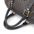 Celine Macadam Boston Hand Bag Leather Black Brown Gold Vintage — view 5