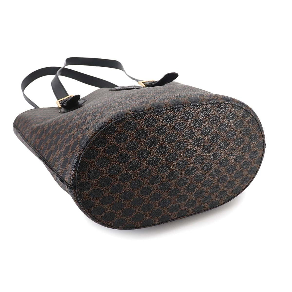 Celine Macadam Tote Black Brown Leather Gold Vintage — view 4