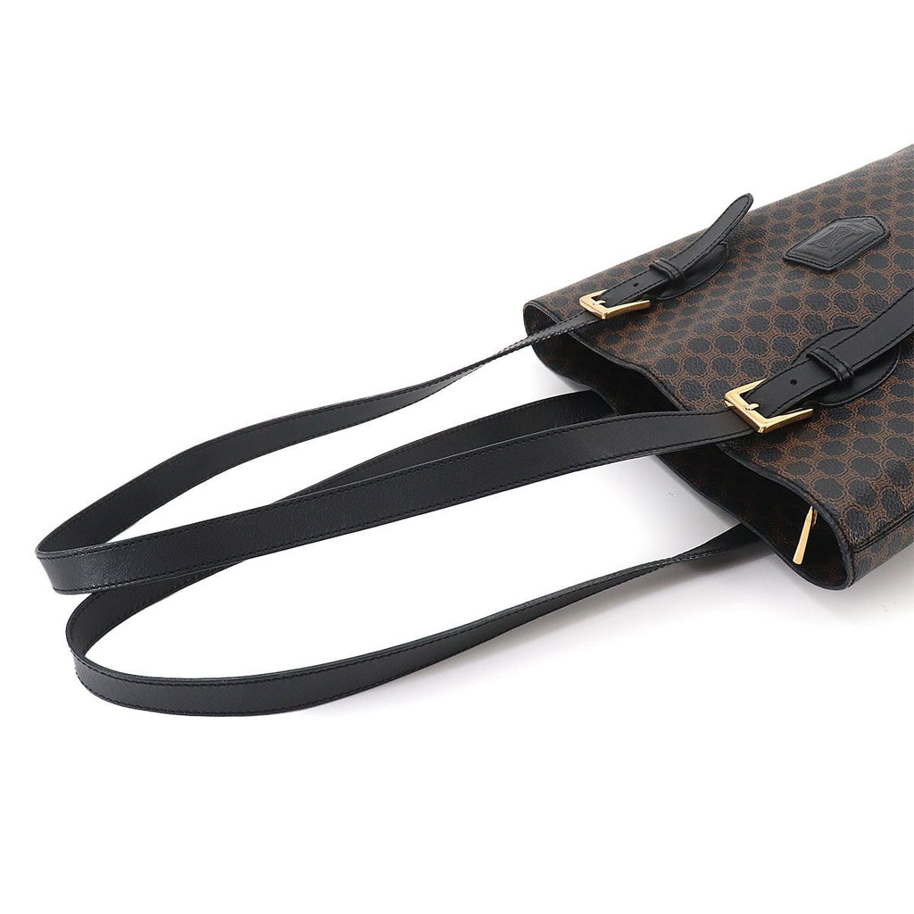 Celine Macadam Tote Black Brown Leather Gold Vintage — view 5