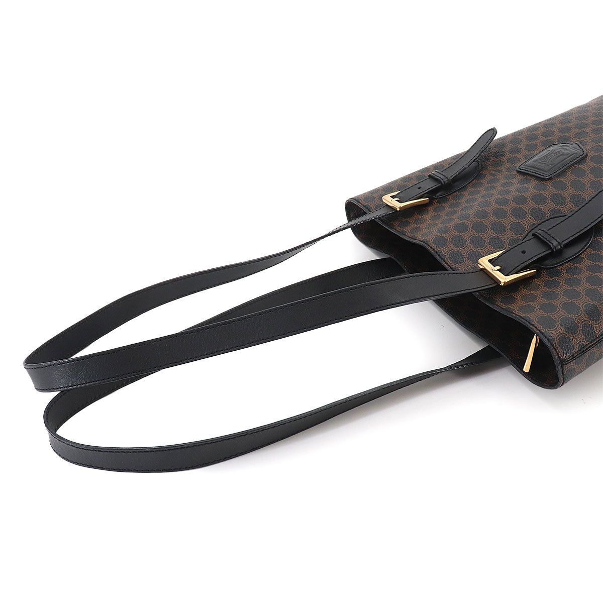 Celine Macadam Tote Black Brown Leather Gold Vintage — view 5