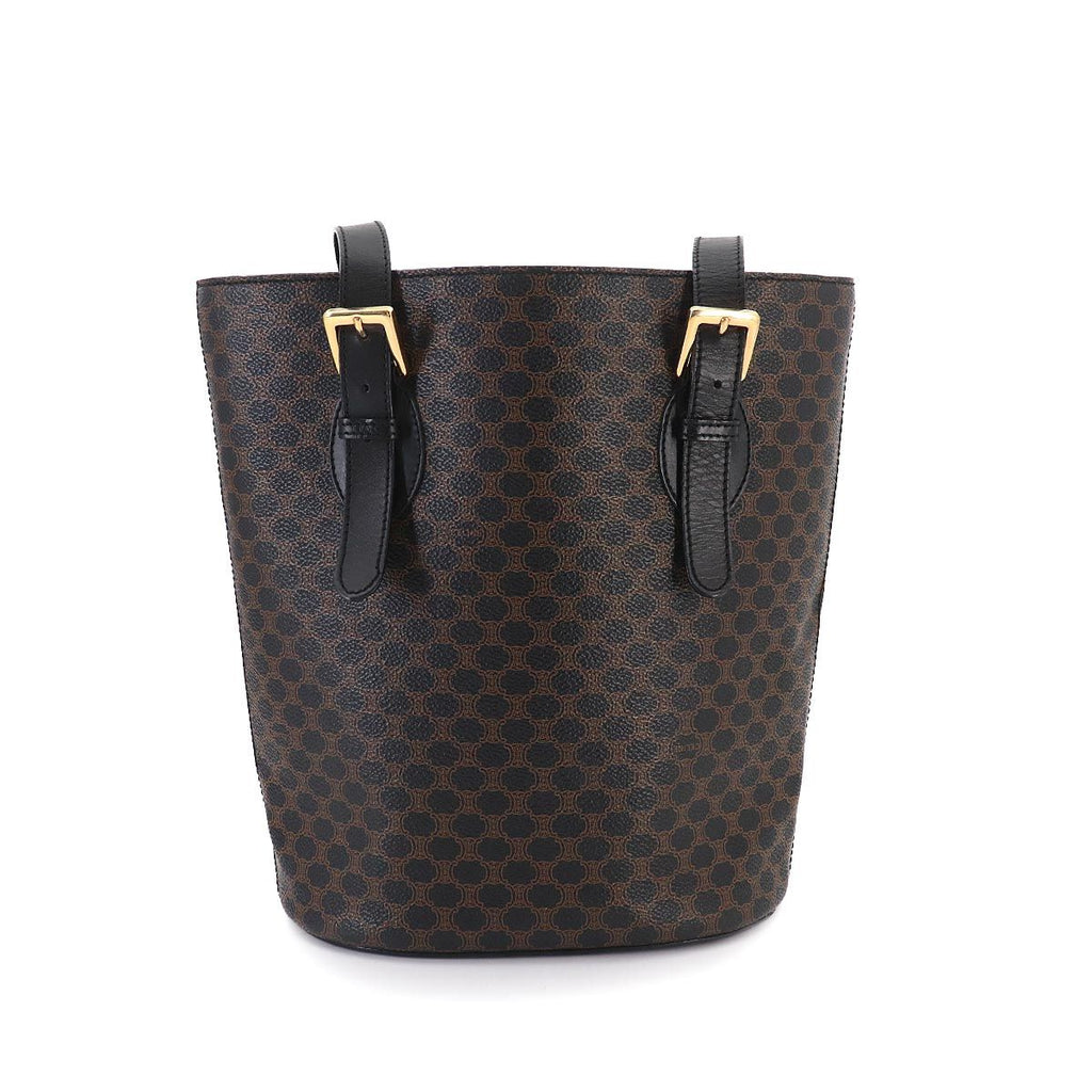 Celine Macadam Tote Black Brown Leather Gold Vintage — view 2