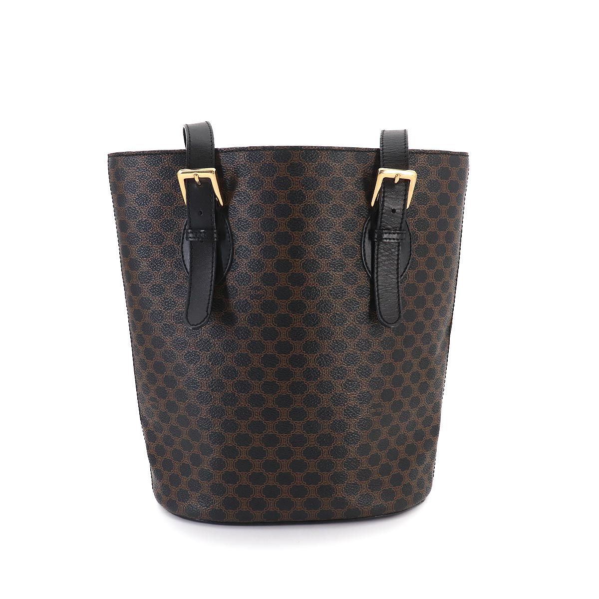 Celine Macadam Tote Black Brown Leather Gold Vintage — view 2