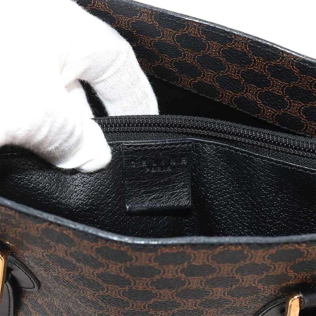 Celine Macadam Tote Black Brown Leather Gold Vintage — view 8