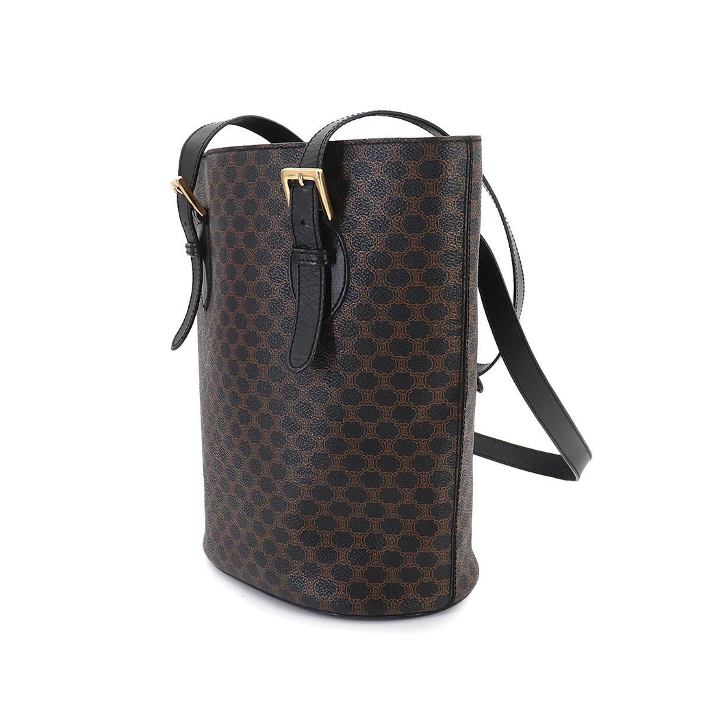 Celine Macadam Tote Black Brown Leather Gold Vintage — view 3