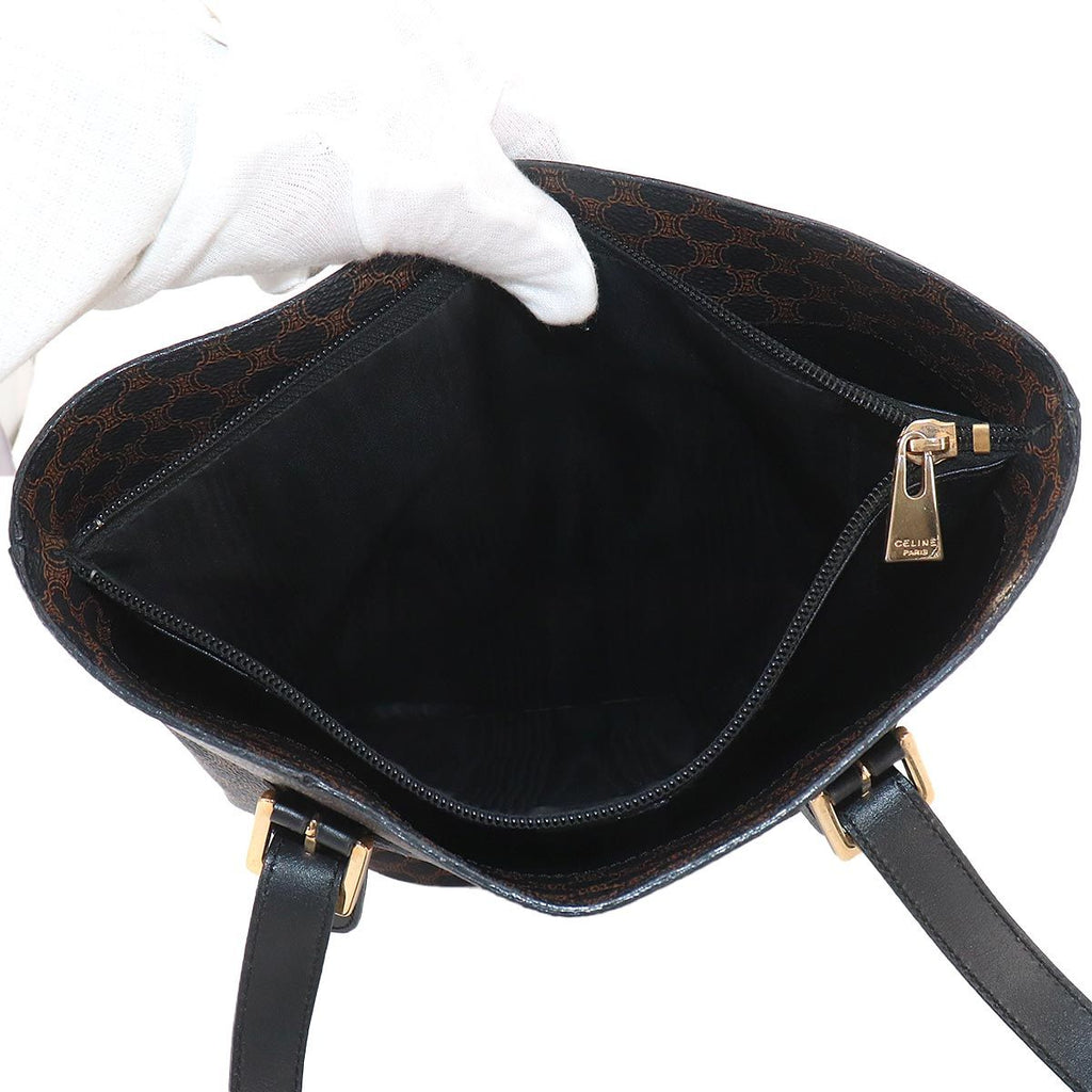 Celine Macadam Tote Black Brown Leather Gold Vintage — view 7