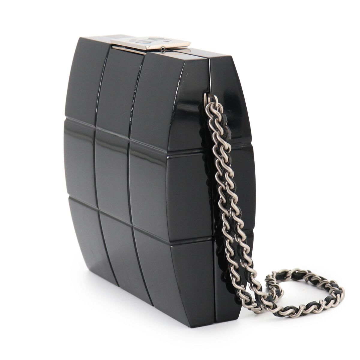 Chanel Chain Clutch Plastic Lambskin Black Chocolate — view 3