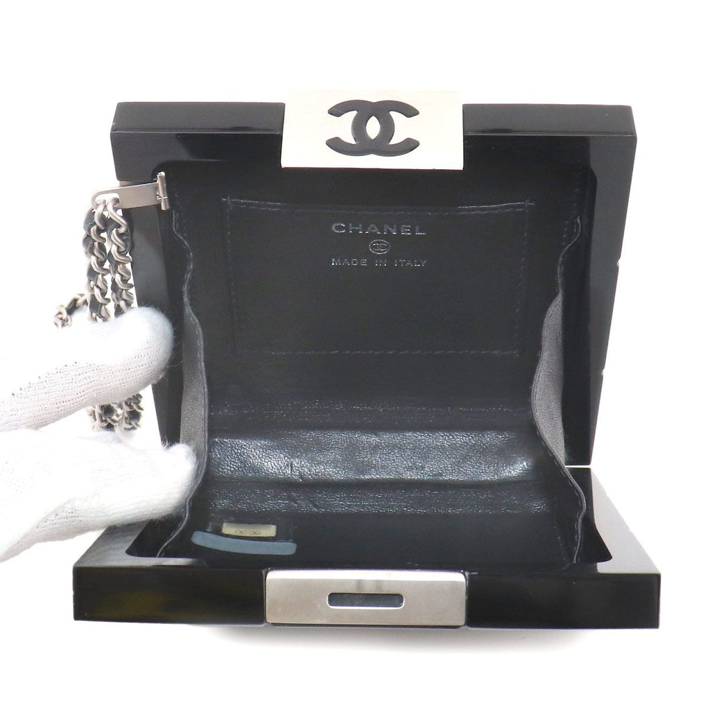 Chanel Chain Clutch Plastic Lambskin Black Chocolate — view 7
