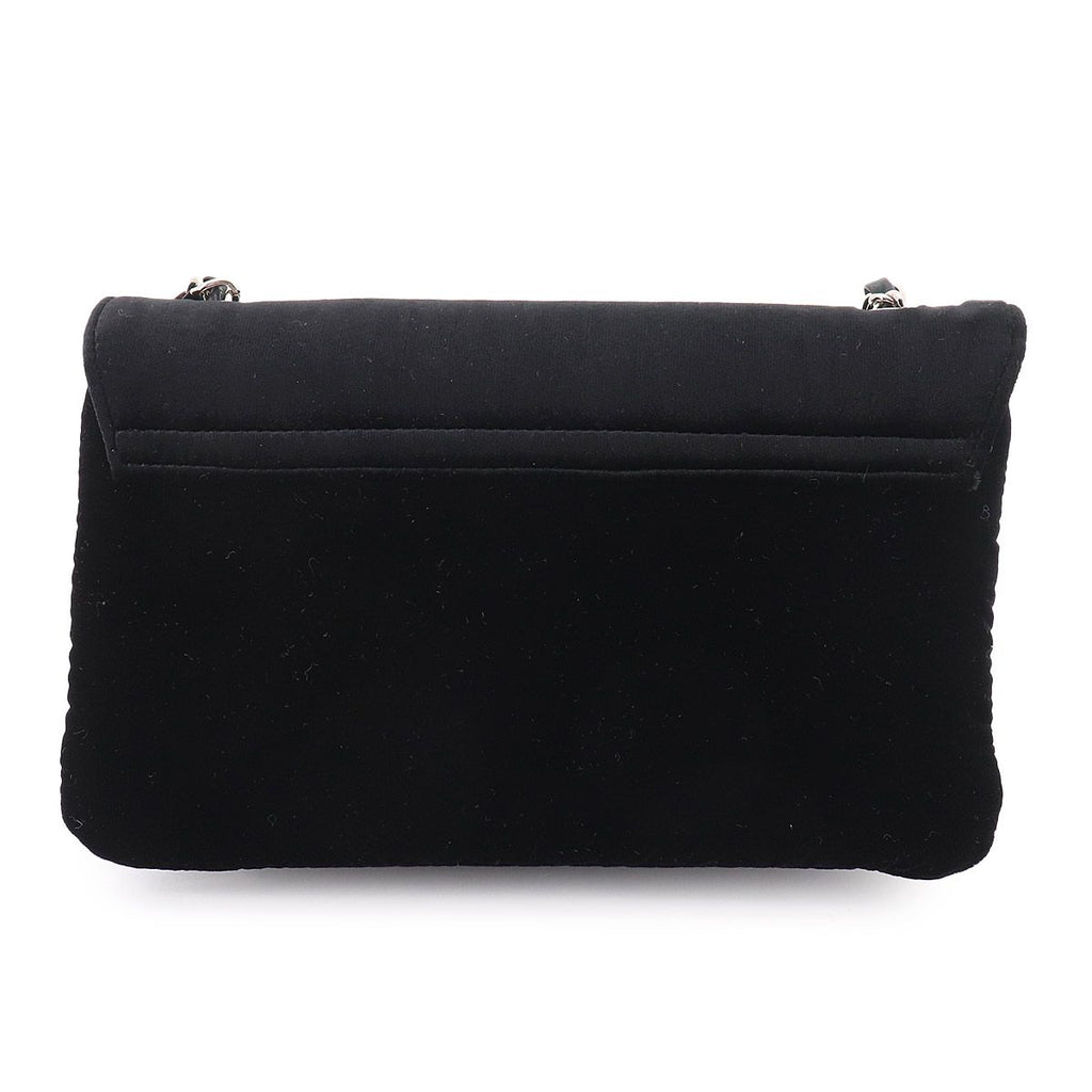 Chanel Icon Chain Shoulder Bag Velour Leather Black Vintage Silver — view 2
