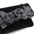Chanel Icon Chain Shoulder Bag Velour Leather Black Vintage Silver — view 8