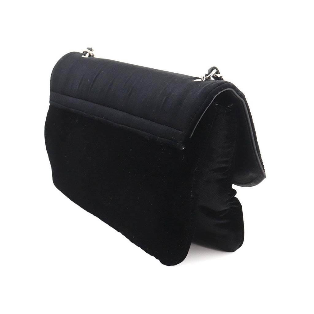 Chanel Icon Chain Shoulder Bag Velour Leather Black Vintage Silver — view 3