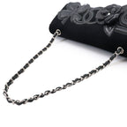 Chanel Icon Chain Shoulder Bag Velour Leather Black Vintage Silver — view 5