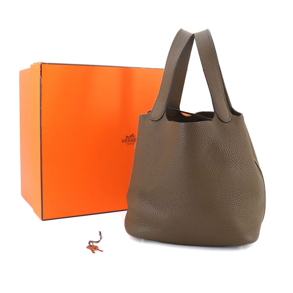 Hermes Picotin Lock 22 Hand Bag Taurillon Clemence Taupe Silver — view 2
