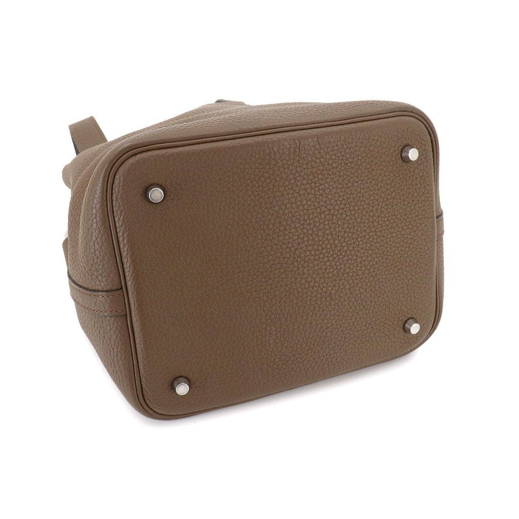 Hermes Picotin Lock 22 Hand Bag Taurillon Clemence Taupe Silver — view 5