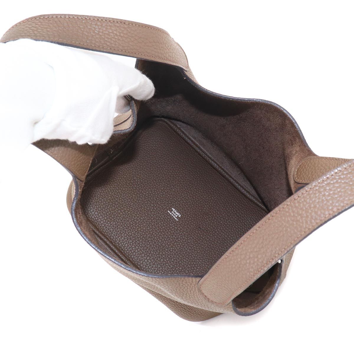 Hermes Picotin Lock 22 Hand Bag Taurillon Clemence Taupe Silver — view 7