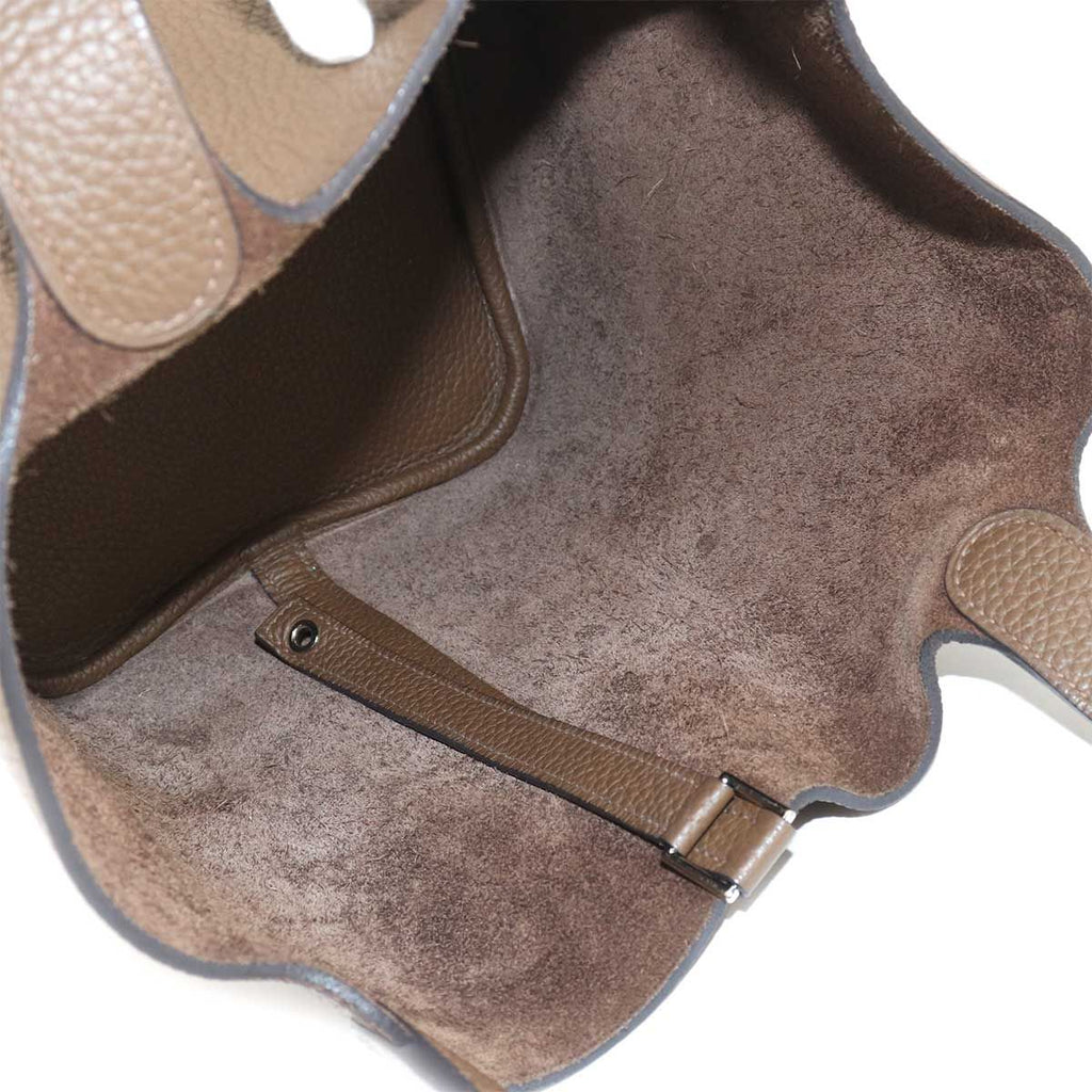 Hermes Picotin Lock 22 Hand Bag Taurillon Clemence Taupe Silver — view 8