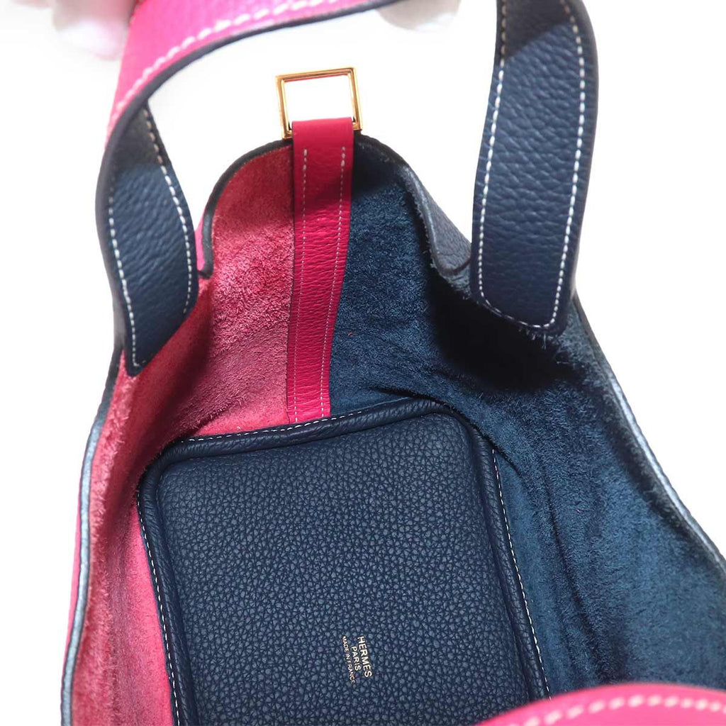 Hermes Picotin Lock 18 Kazak PM Hand Bag Taurillon Clemence Rose Blue New — view 8