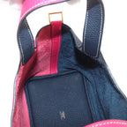 Hermes Picotin Lock 18 Kazak PM Hand Bag Taurillon Clemence Rose Blue New — view 8