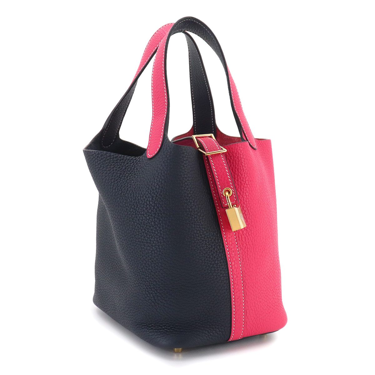 Hermes Picotin Lock 18 Kazak PM Hand Bag Taurillon Clemence Rose Blue New — view 3