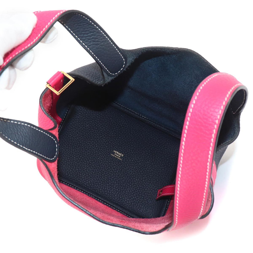 Hermes Picotin Lock 18 Kazak PM Hand Bag Taurillon Clemence Rose Blue New — view 6