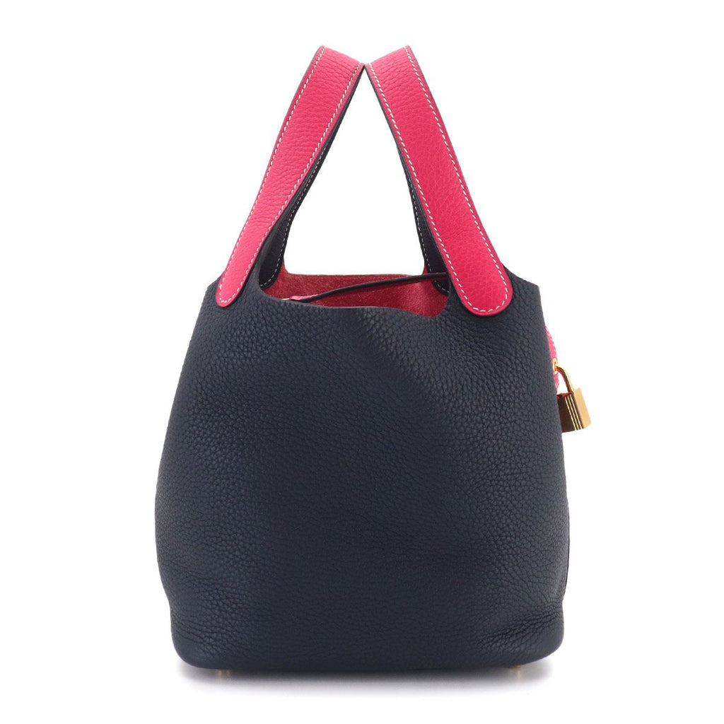 Hermes Picotin Lock 18 Kazak PM Hand Bag Taurillon Clemence Rose Blue New — view 2