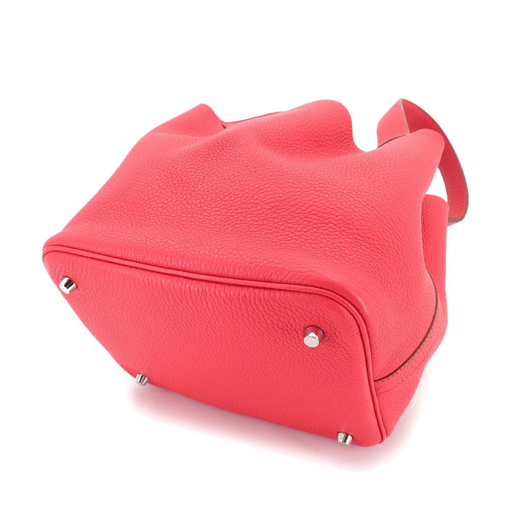 Hermes Picotin Lock MM Hand Bag Taurillon Clemence Rouge Pivoine — view 9