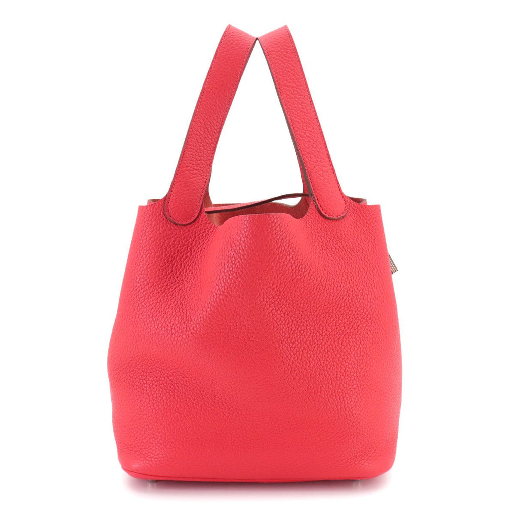 Hermes Picotin Lock MM Hand Bag Taurillon Clemence Rouge Pivoine — view 2