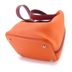 Hermes Picotin Lock Touch MM Hand Bag Taurillon Clemence Swift Rouge Grena — view 9