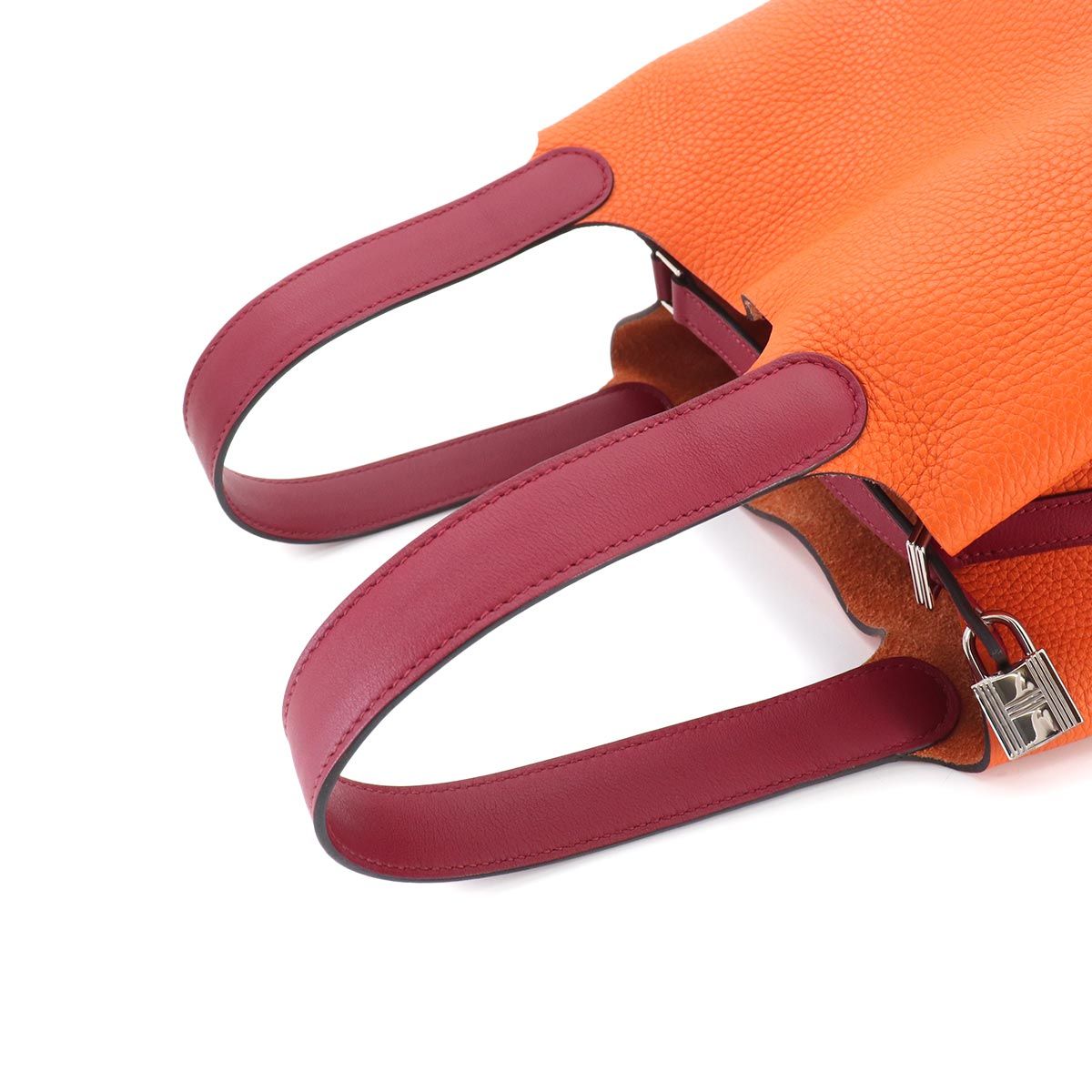 Hermes Picotin Lock Touch MM Hand Bag Taurillon Clemence Swift Rouge Grena — view 5