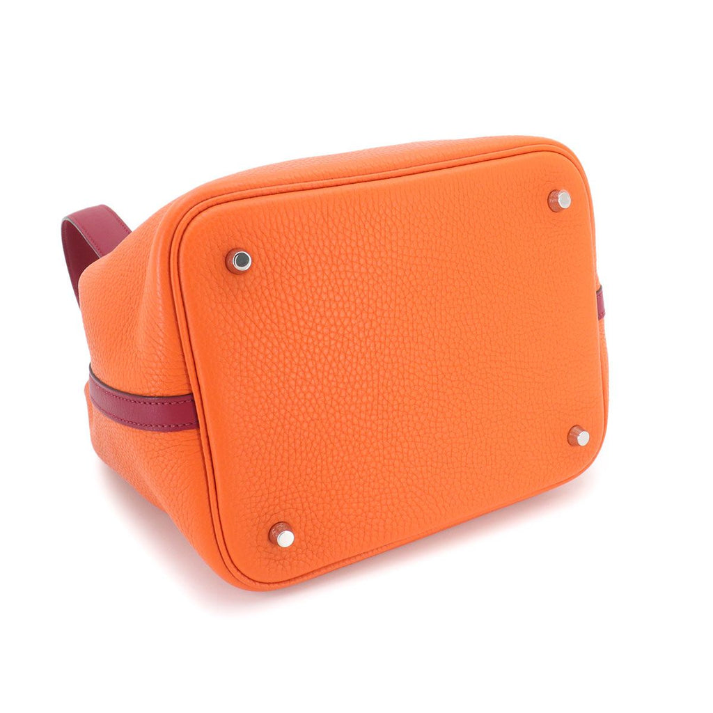 Hermes Picotin Lock Touch MM Hand Bag Taurillon Clemence Swift Rouge Grena — view 4
