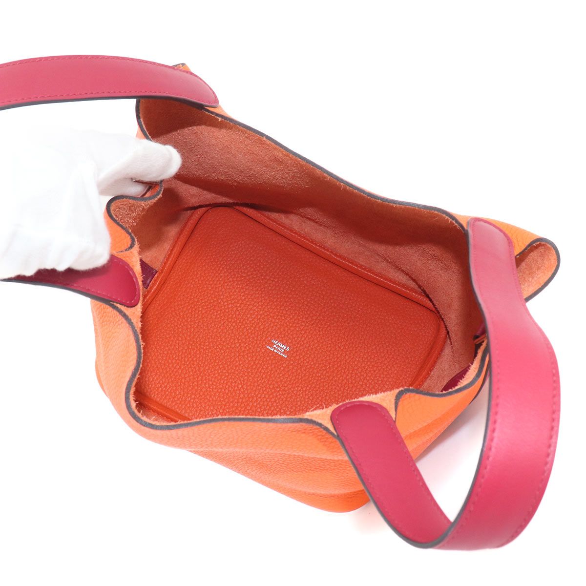 Hermes Picotin Lock Touch MM Hand Bag Taurillon Clemence Swift Rouge Grena — view 6