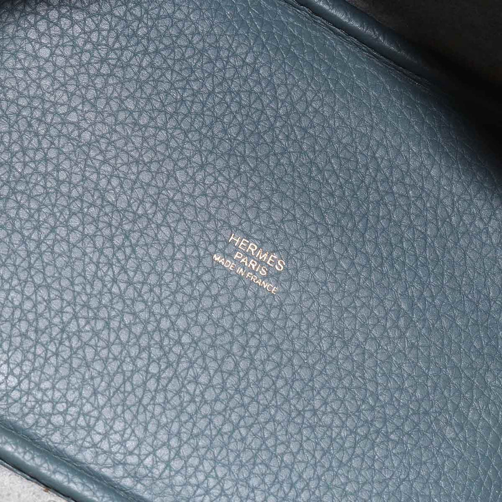 Hermes Picotin Lock 18 PM Hand Bag Taurillon Clemence Blue Orage Gold — view 8