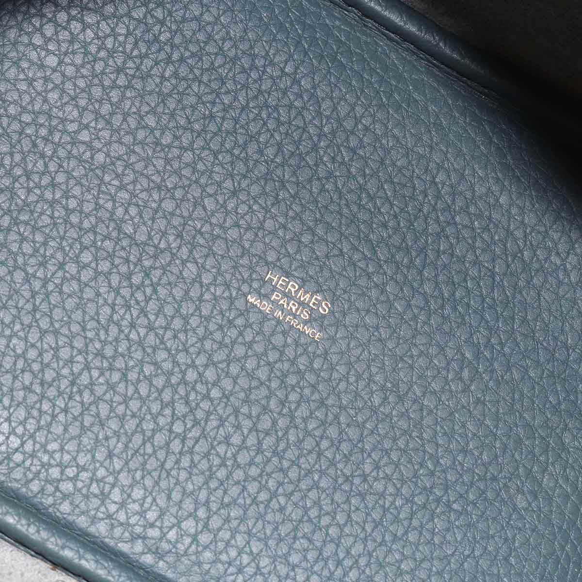 Hermes Picotin Lock 18 PM Hand Bag Taurillon Clemence Blue Orage Gold — view 8