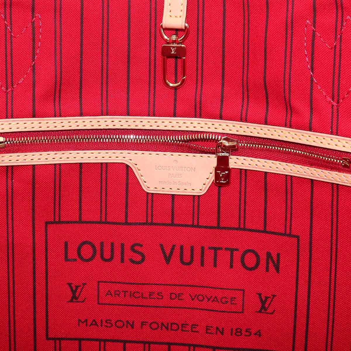 Louis Vuitton Monogram Neverfull MM Tote Brown Cerise — view 8